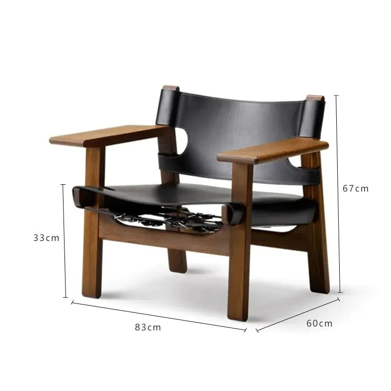 Spanish Chair Solid Wood Vintage Leather Sofa Chair