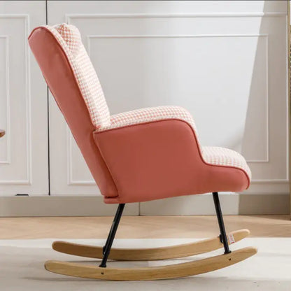 Soft Houndstooth Fabric Rocking Chair For The Baby Room