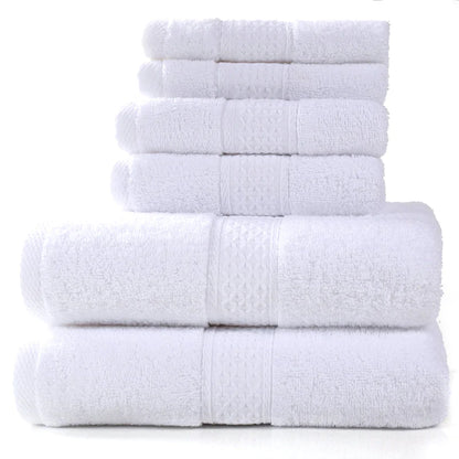 Home Simple Cotton Absorbent Towel Bath Towel 6-Piece Set– Soft Solid Colors