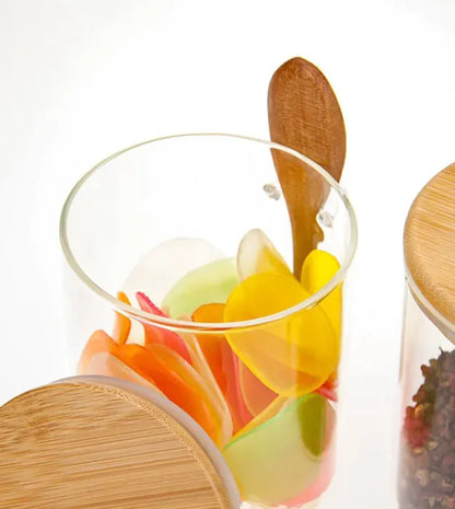 Glass Storage Jar with Wooden Lid – Airtight Tea, Coffee & Spice Container