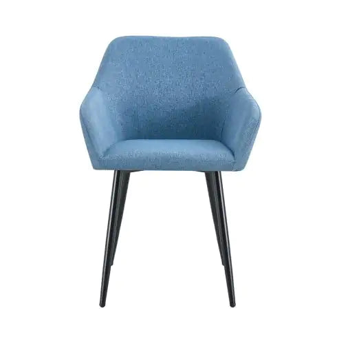 Modern Accent Arm Chairs – Set of 2, Teddy Fabric with Black Metal Legs