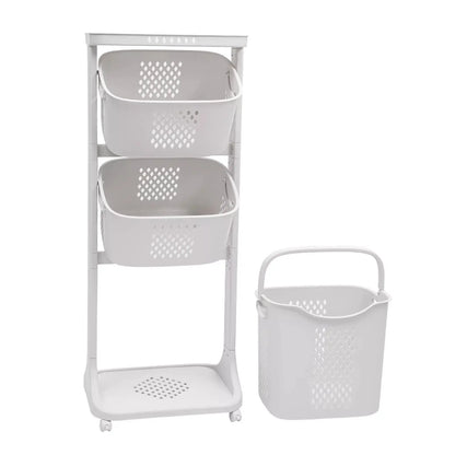 3 Tier Laundry Hamper Cart, Lockable Wheels