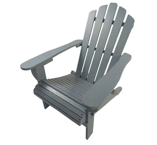 Foldable Wooden Adirondack Chair - Indoor/Outdoor Grey Poplar Wood
