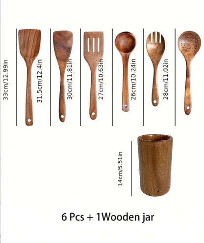 Wooden Cooking Utensils – Nonstick Safe Kitchen Tool Set (9–11 pcs)