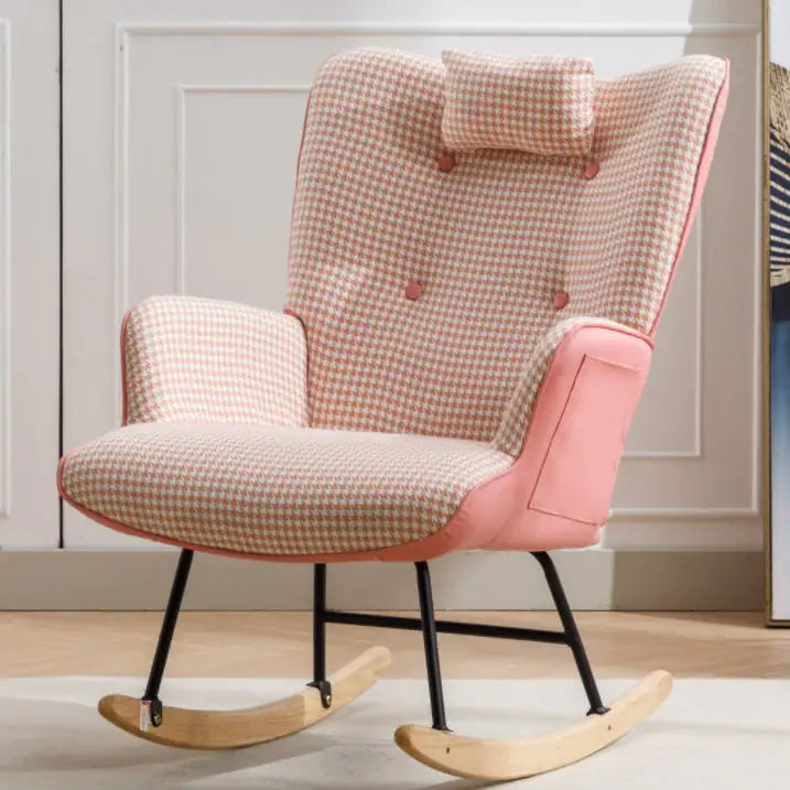 Soft Houndstooth Fabric Rocking Chair For The Baby Room