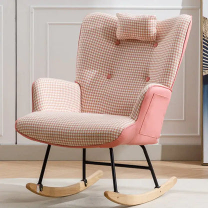 Soft Houndstooth Fabric Rocking Chair For The Baby Room