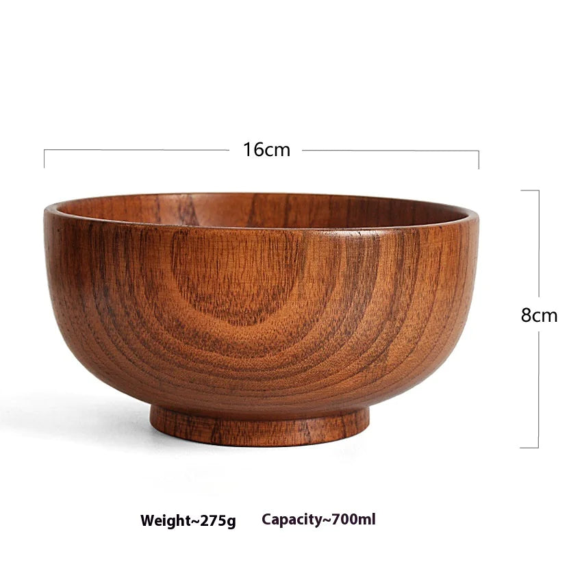 Solid Wood Bowl – Elegant Tableware for Soups & Noodles