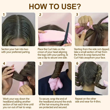 Satin Overnight Hair Curler - Soft Wave, Heat-Free Curls - Pink