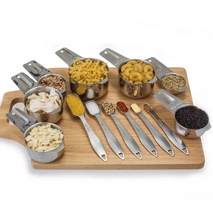 13-Piece Stainless Steel Measuring Cups & Spoons Set – Baking & Cooking Tools
