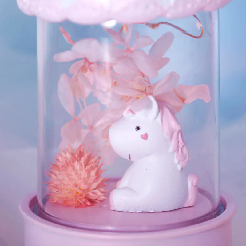 Unicorn Creative Resin Ornament with Star Light Music Box