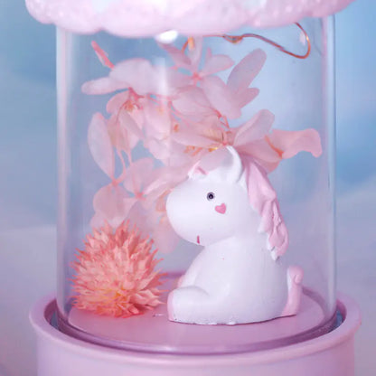 Unicorn Creative Resin Ornament with Star Light Music Box