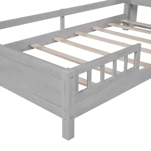 Twin Antique Grey Bed with LED and Storage Headboard