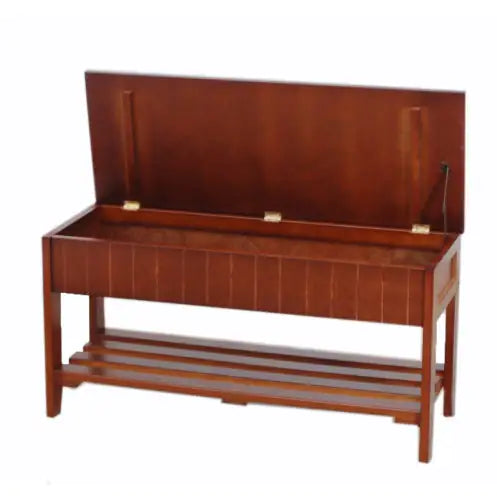 Quality Solid Wood Shoe Bench With Storage, Cherry