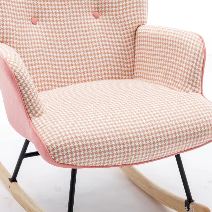 Soft Houndstooth Fabric Rocking Chair For The Baby Room