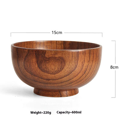 Solid Wood Bowl – Elegant Tableware for Soups & Noodles
