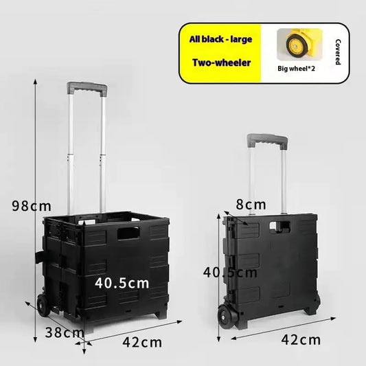 Portable Folding Cart with Lid – Heavy-Duty Collapsible Trolley