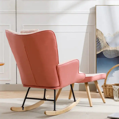 Soft Houndstooth Fabric Rocking Chair For The Baby Room
