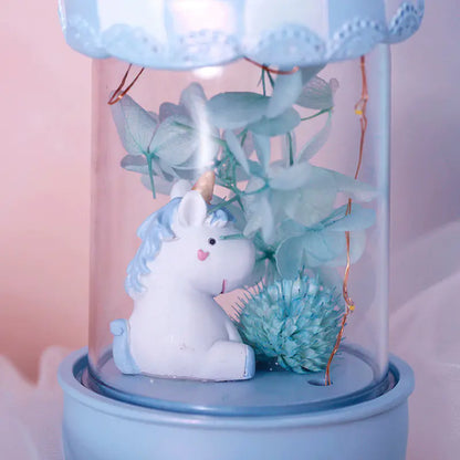 Unicorn Creative Resin Ornament with Star Light Music Box