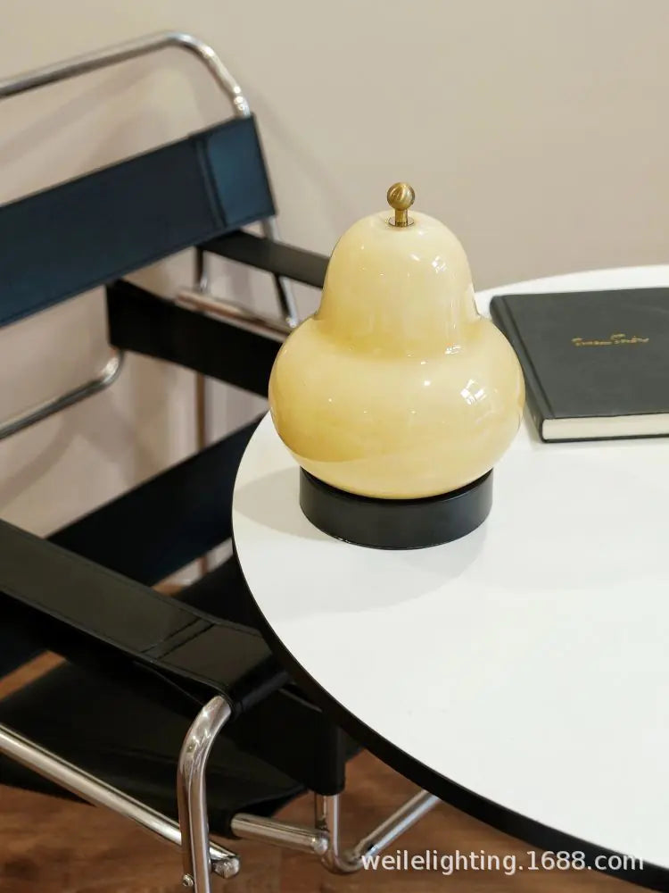 French Vintage Cream Pear Table Lamp with Touch Control