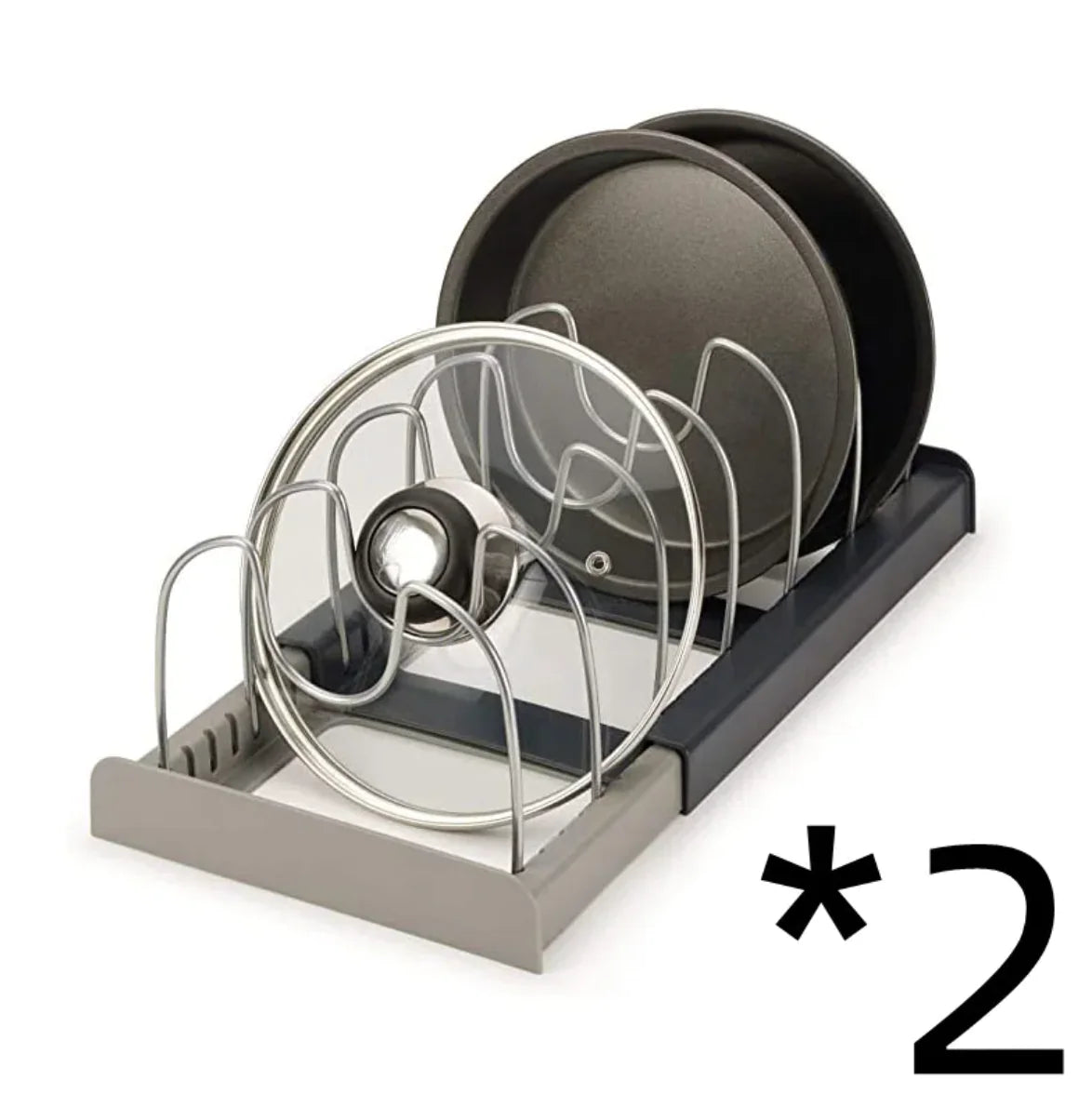 Stainless Steel Pot Lid Organizer – Adjustable Kitchen Storage Rack