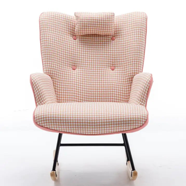 Soft Houndstooth Fabric Rocking Chair For The Baby Room