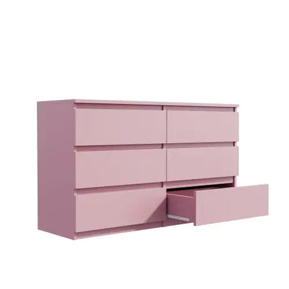 Chic Pink 6-Drawer Bedroom Dresser