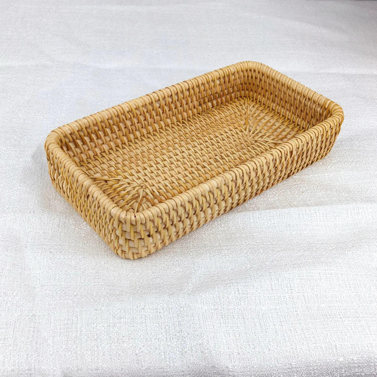Japanese Rattan Woven Tray – Rustic Serving & Storage Basket