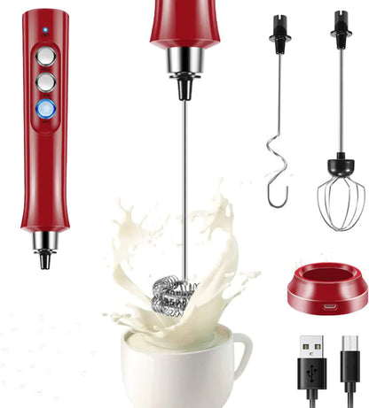 USB Rechargeable Electric Whisk – Coffee Milk Frother & Hand Mixer