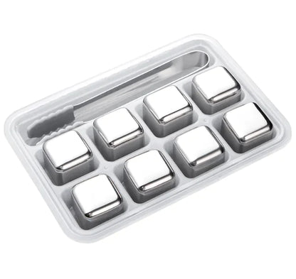 Stainless Steel Reusable Ice Cubes for Beverage, Wine, Beer & Whiskey (Bar Stones)