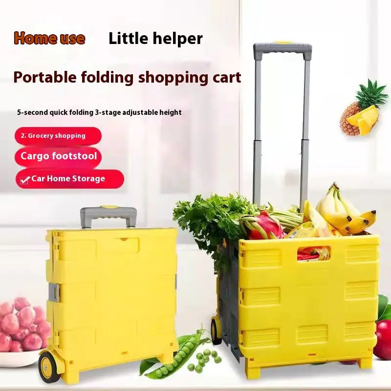 Portable Folding Cart with Lid – Heavy-Duty Collapsible Trolley