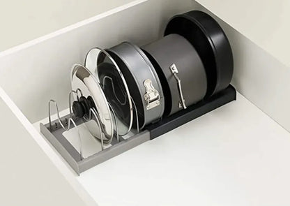 Stainless Steel Pot Lid Organizer – Adjustable Kitchen Storage Rack