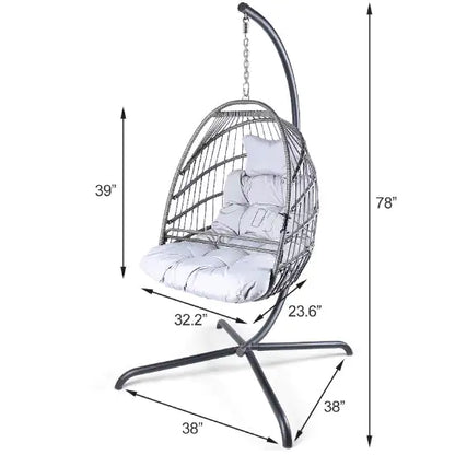 Swing Egg Chair with Stand - Indoor/Outdoor Hanging Chair with Cushions