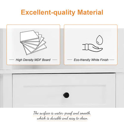 White Triangular Corner Cabinet - 3 Drawers & Adjustable Shelves for Bathroom & Kitchenn