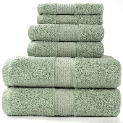 Home Simple Cotton Absorbent Towel Bath Towel 6-Piece Set– Soft Solid Colors