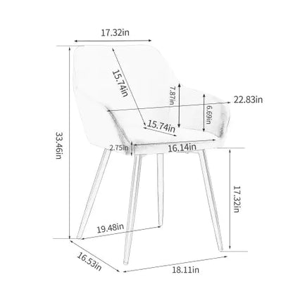 Modern Accent Arm Chairs – Set of 2, Teddy Fabric with Black Metal Legs