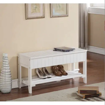 Quality Solid Wood Shoe Bench With Storage, Cherry