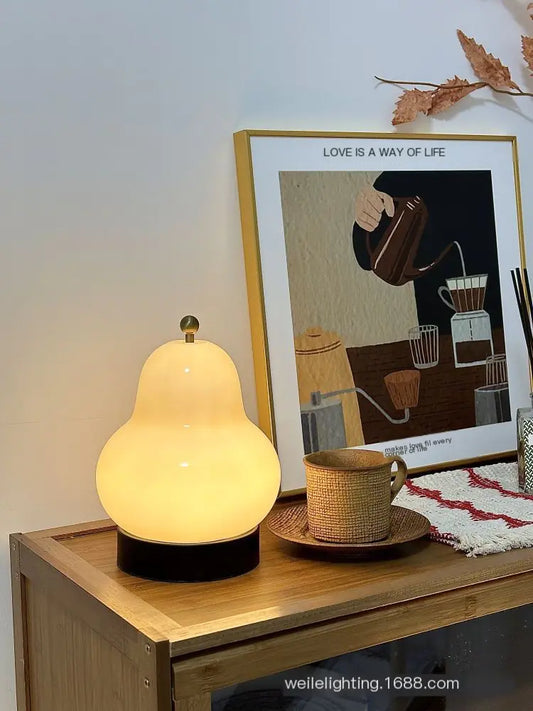 French Vintage Cream Pear Table Lamp with Touch Control