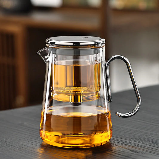 Magnetic Glass Tea Set – Premium Heat-Resistant Teapot, 650–800ml (Silver/Gold)