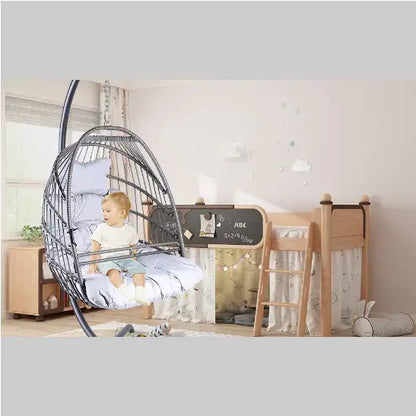 Swing Egg Chair with Stand - Indoor/Outdoor Hanging Chair with Cushions