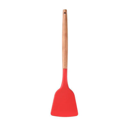 Silicone Spatula Set with Wooden Handle, Food Grade