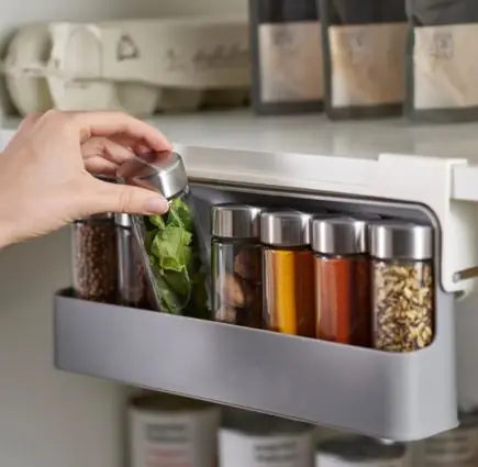 Multi-Compartment Hanging Kitchen Spice Rack | Seasoning Bottle Organizer with Optional Bottles