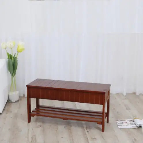 Quality Solid Wood Shoe Bench With Storage, Cherry