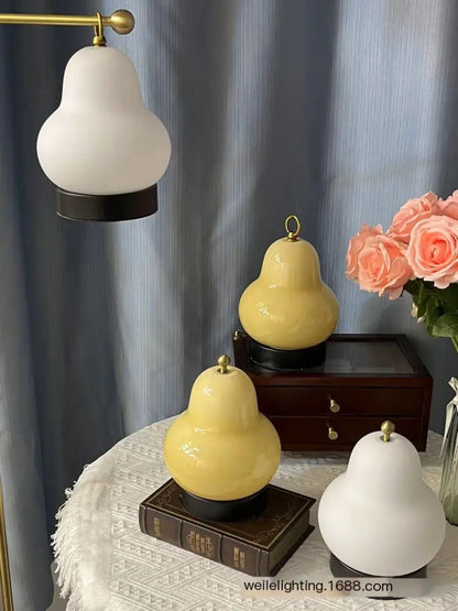 French Vintage Cream Pear Table Lamp with Touch Control