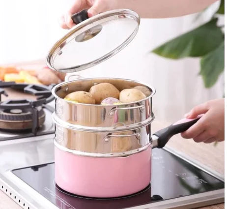 Stainless Steel Steamer with Double Handles for Buns