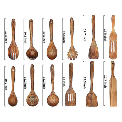 Wooden Cooking Utensils – Nonstick Safe Kitchen Tool Set (9–11 pcs)