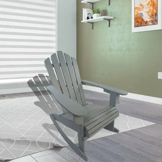 Foldable Wooden Adirondack Chair - Indoor/Outdoor Grey Poplar Wood