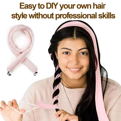 Satin Overnight Hair Curler - Soft Wave, Heat-Free Curls - Pink