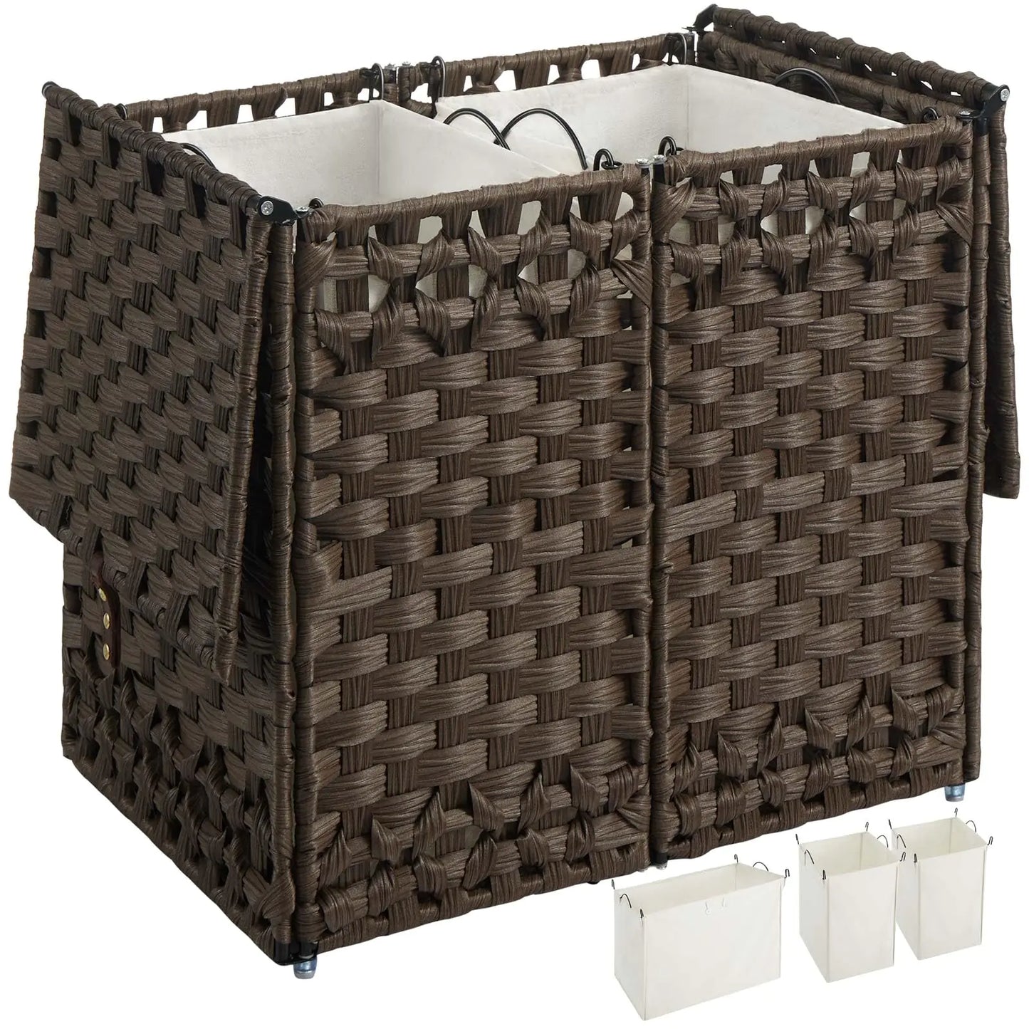 Collapsible Laundry Hamper with Lid & Removable Liners