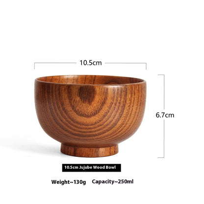Solid Wood Bowl – Elegant Tableware for Soups & Noodles