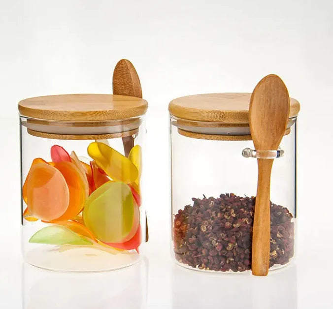 Glass Storage Jar with Wooden Lid – Airtight Tea, Coffee & Spice Container